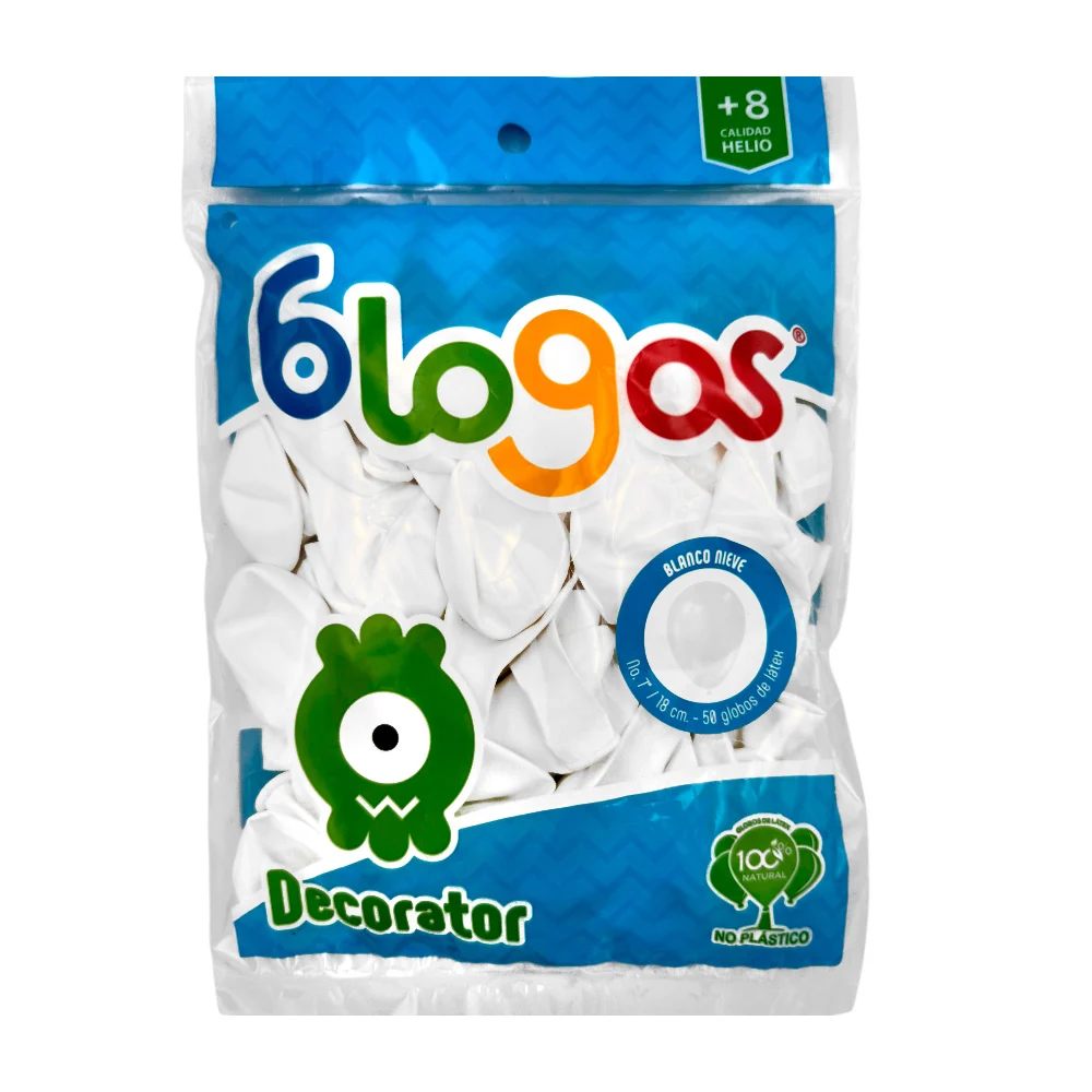 Paquete de 50 globos blogos en color blanco de 7 in - 18 cm / globo no. 7 / 456347