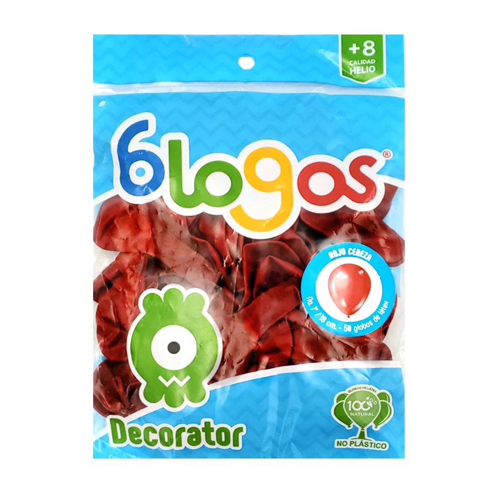 Paquete con 50 globos blogos en color rojo cereza de 7 in - 18 cm / 456354