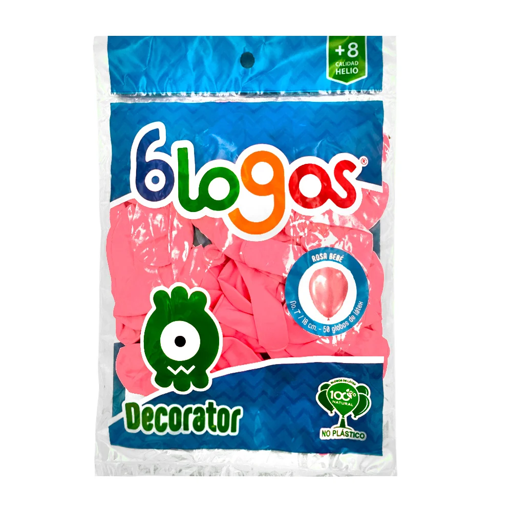 Paquete con 50 globos blogos de 7 in - 18 cm en color rosa / globo rosa bebé / 456361