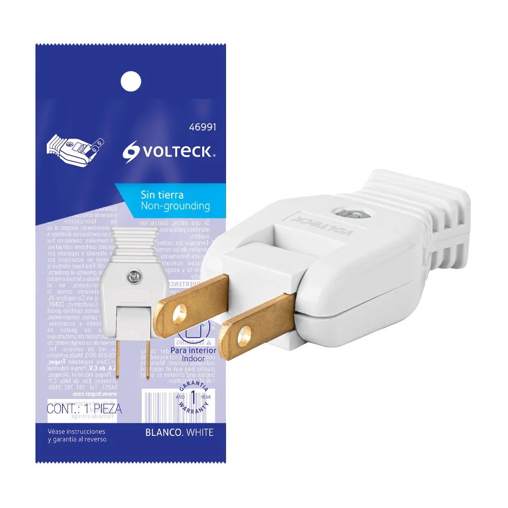 1pza Clavija sencilla volteck tipo bisagra de color blanco / cl-pb / 01-2023