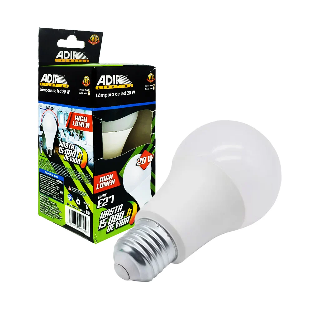 Foco bombilla con luz led blanca high lumen de 20w / adir