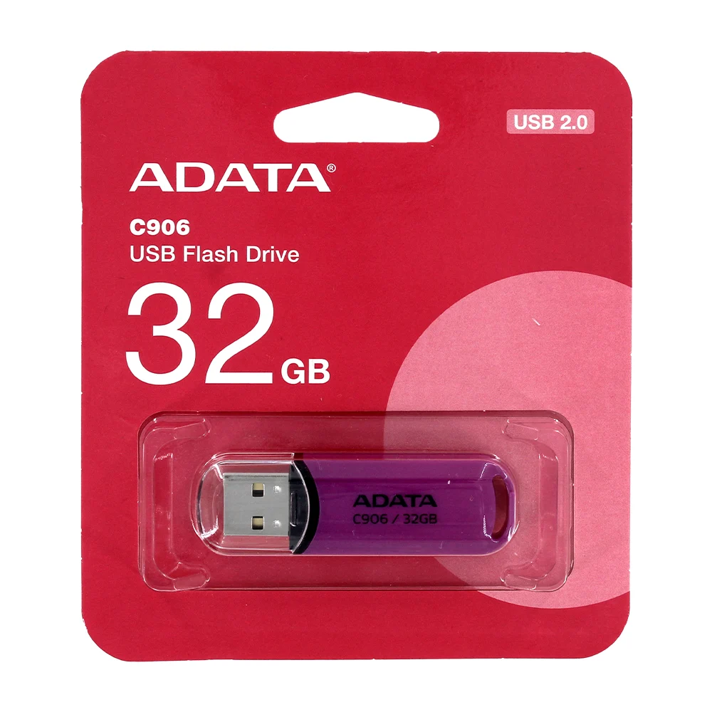 Memoria usb 2.0 flash drive adata c906 en color morado con capacidad de 32gb / ac906-32g-rpp