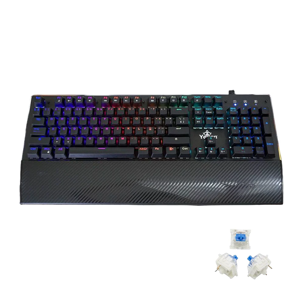 Teclado gamer alámbrico yeyian con luces rgb y switches mecánicos / flare 2000 / yat1801