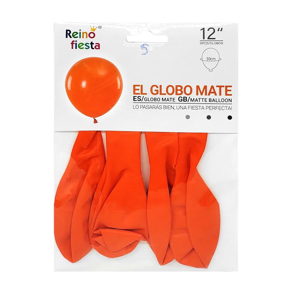 Paquete con 6 globos mate de 12 pulgadas / 50082