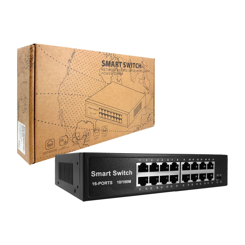Splitter interruptor de red con 16 puertos para escritorio / smart switch / rj45
