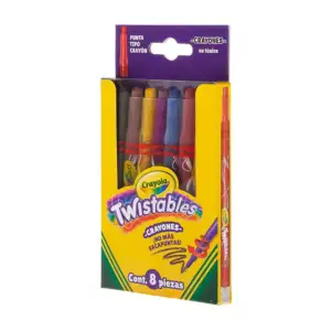 Caja con 8 crayones retráctiles cortos crayola twistables, colores su…