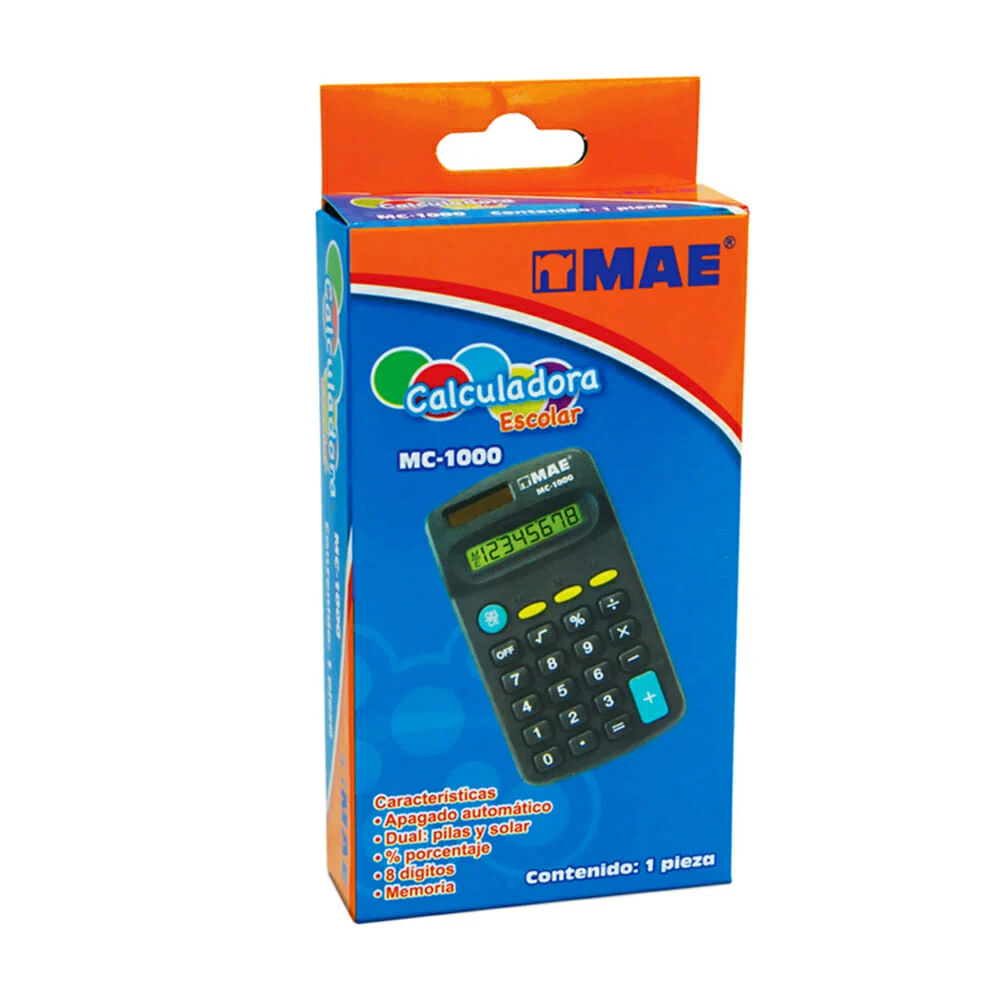 Calculadora escolar mae con pantalla digital de 8 dígitos / mc-1000