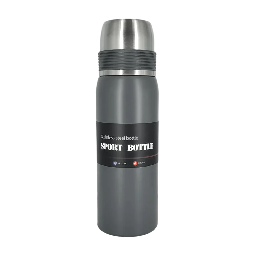 Termo metálico liso de acero inoxidable con correa y capacidad de 600 ml / businnes