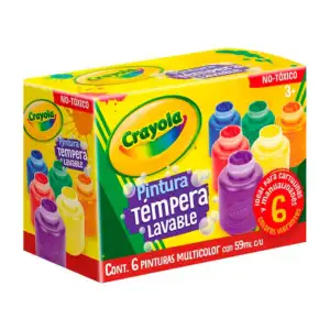 Paquete con 6 mini frascos con pintura crayola lavable, tonos vibrant…