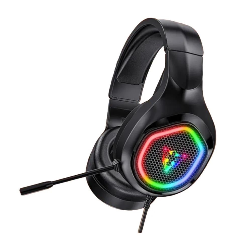 Diadema gamer buku alámbrica acolchada con micrófono, entrada tipo c e iluminación led / bhs-005