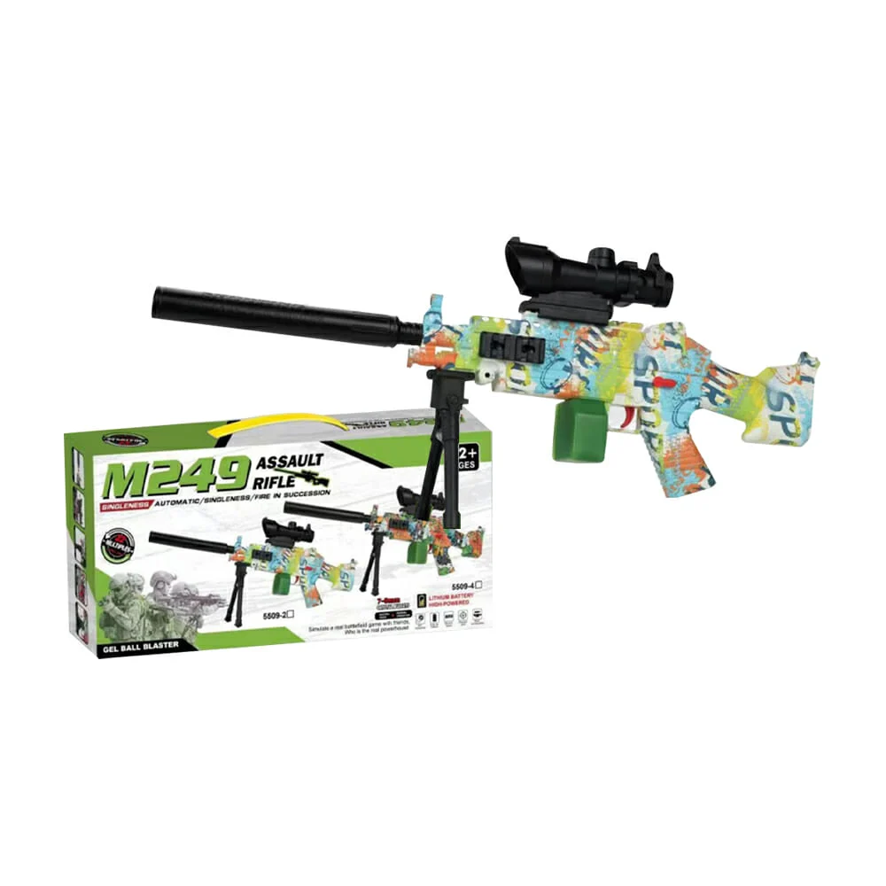 Pistola assault rifle m249 recargable de hidrogel 7-8mm, diseño de graffiti sport / assault rifle / 5509-2