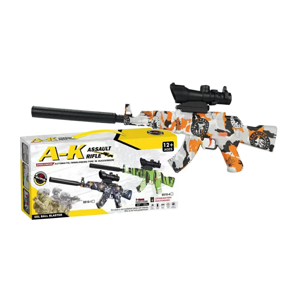 Pistola assault rifle a-k recargable de hidrogel 7-8mm, diseño tipo militar / 5510-2