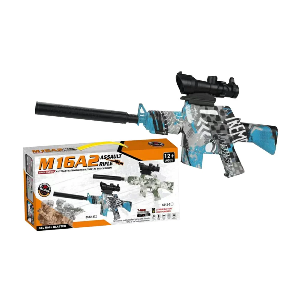 Pistola assault rifle m16a2 recargable de hidrogel 7-8mm, diseño tipo graffiti / 5512-1