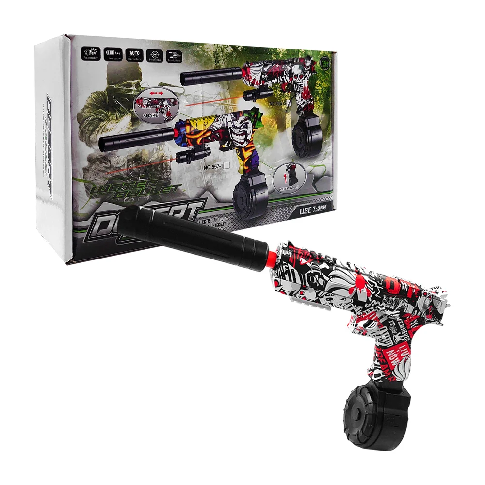 Pistola de hidrogel desert eagle manual y eléctrica con diseño graffiti de calaveras + accesorios / 557-2
