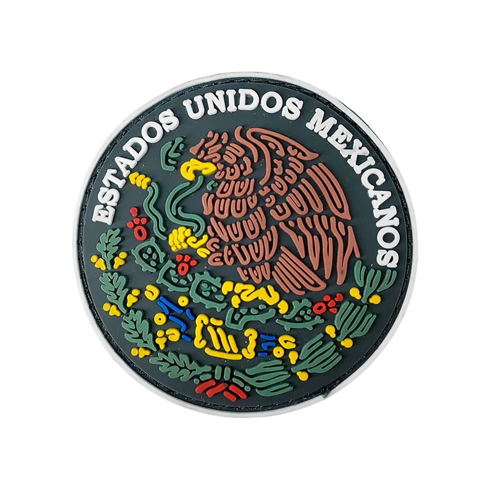 1pza Parche circular de caucho y velcro con diseño de la bandera de méxico o de la bandera de china, 8cm / 5588