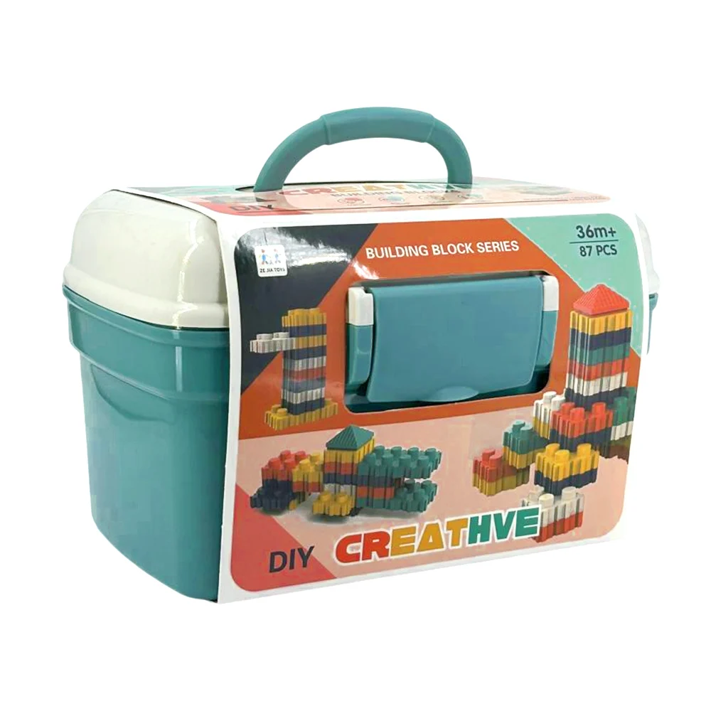 Caja / maletín con 87 piezas de bloques didacticos para construcción / creathve / a139-50 / 55ams