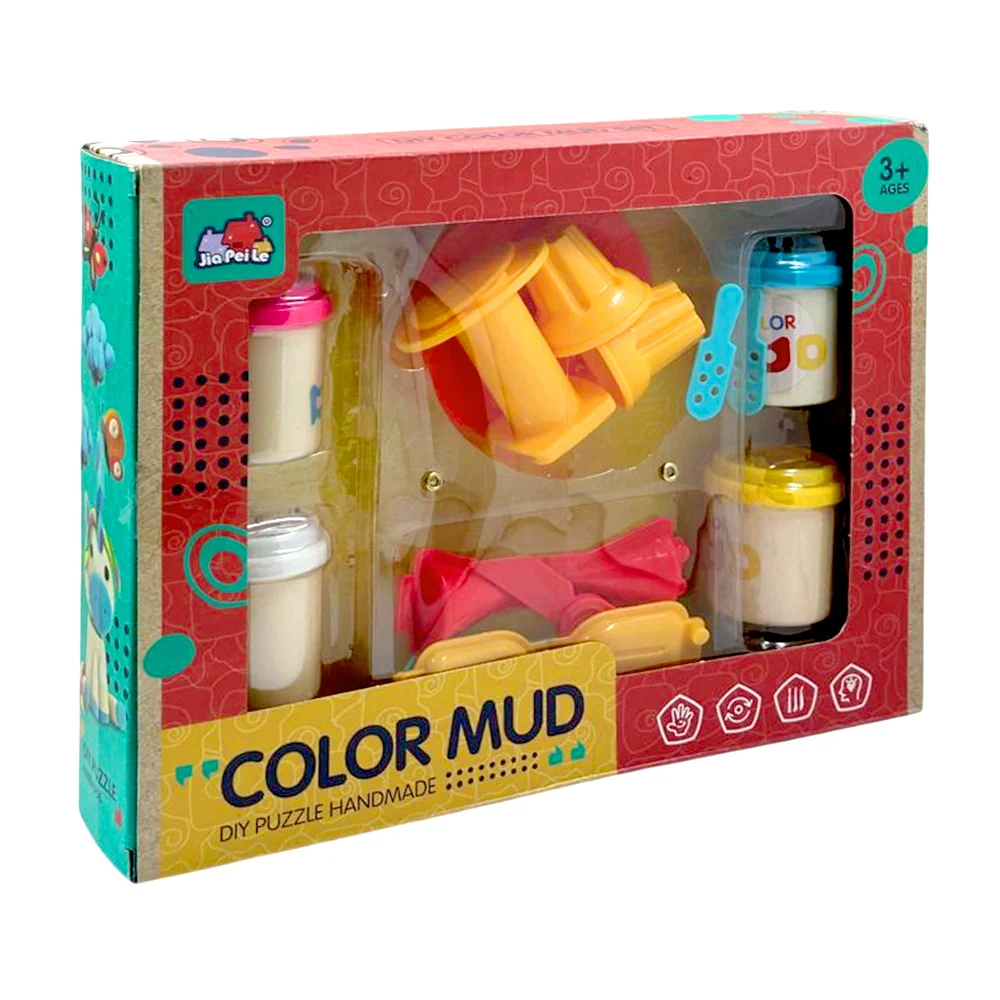 Set de 4 masas moldeables tipo play-doh con diversos accesorios para realizar figuras / jia pei le / color mud / 55aqw