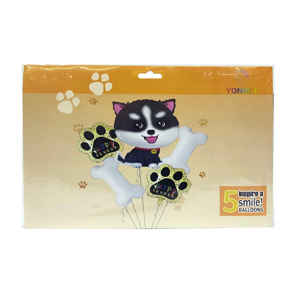 Set 5 globos metálicos con temática de perritos, variedad de diseños / 56336 / g-1