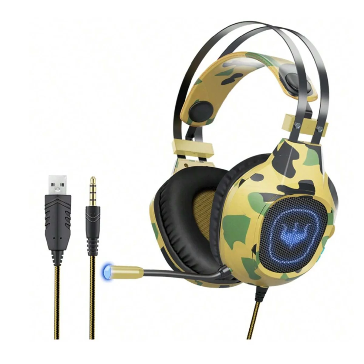 Audífonos diadema gamer pop shope con diseño de camuflaje y micrófono / gt64m