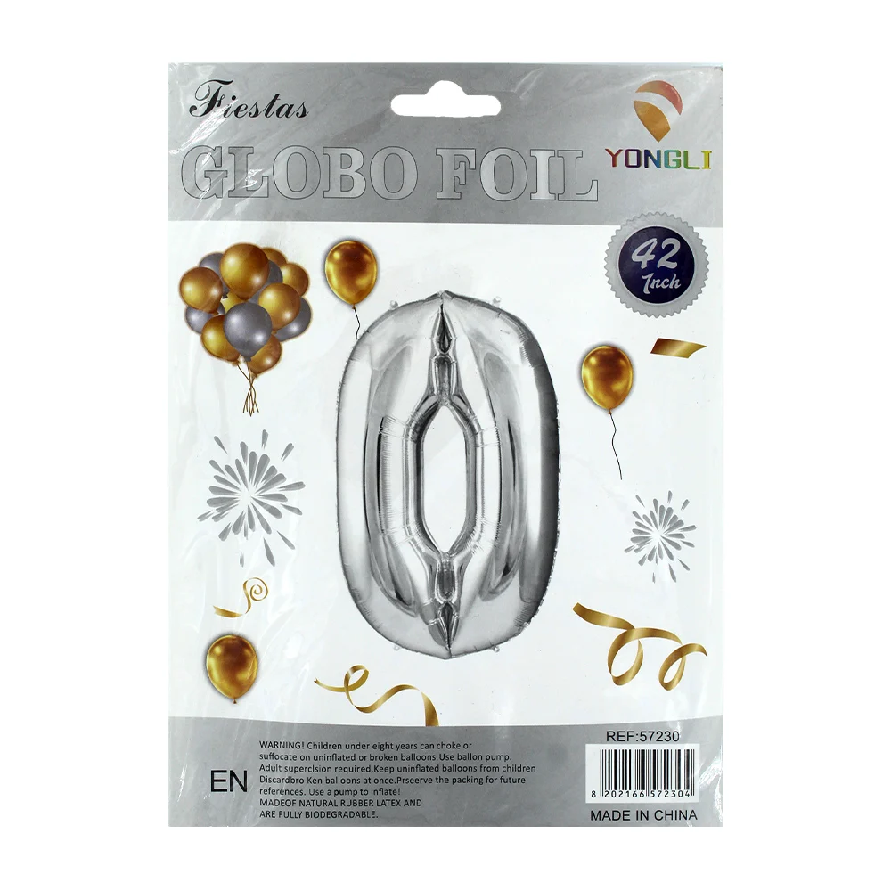 1pza Globo metálico yongli de 42 pulgadas en forma de número, variedad de colores y formas / 57230