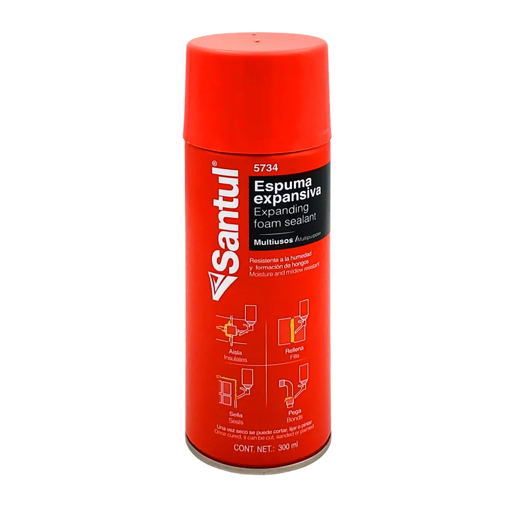 1pza Lata de espuma expansiva de poliuretano, para rellenar / aislar, variedad de usos / santul / 300ml