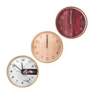Reloj analógico, tipo madera, diseño estampado, variedad de colores y…
