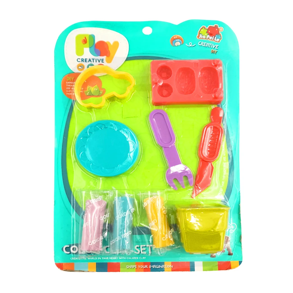 Paquete con 3 mini plastilinas - masas moldeables, utensilios y moldes para jugar, cortar o moldear la plastilina / color clay set / play creative / ts67777
