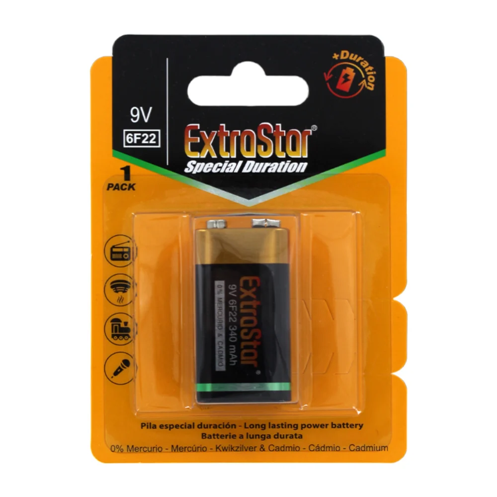 1pza Pila cuadrada extra star de 9 volts / 6f22