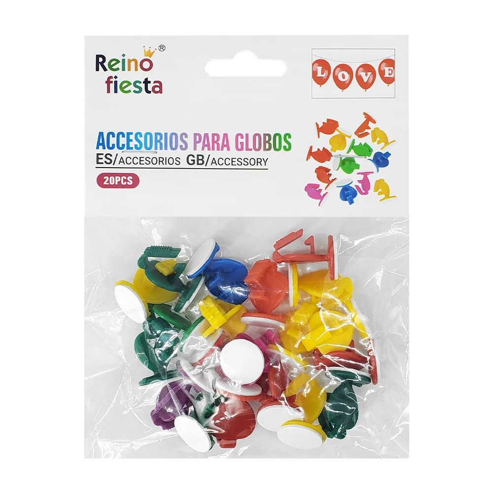 Paquete con 20 colgantes de colores para globos, reino fiesta
