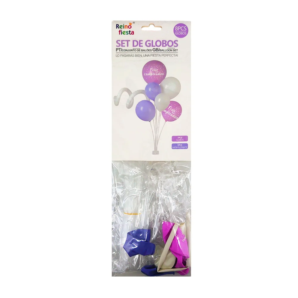 Kit de base para globos con 11 popotes ajustables y 7 globos de látex / reino fiesta / 60117