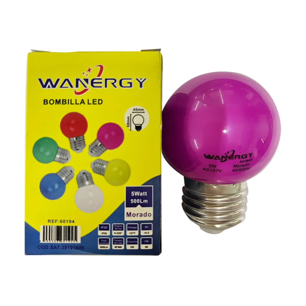 Mini foco bombilla led wanergy en color morado con consumo de 5 watts / 601945