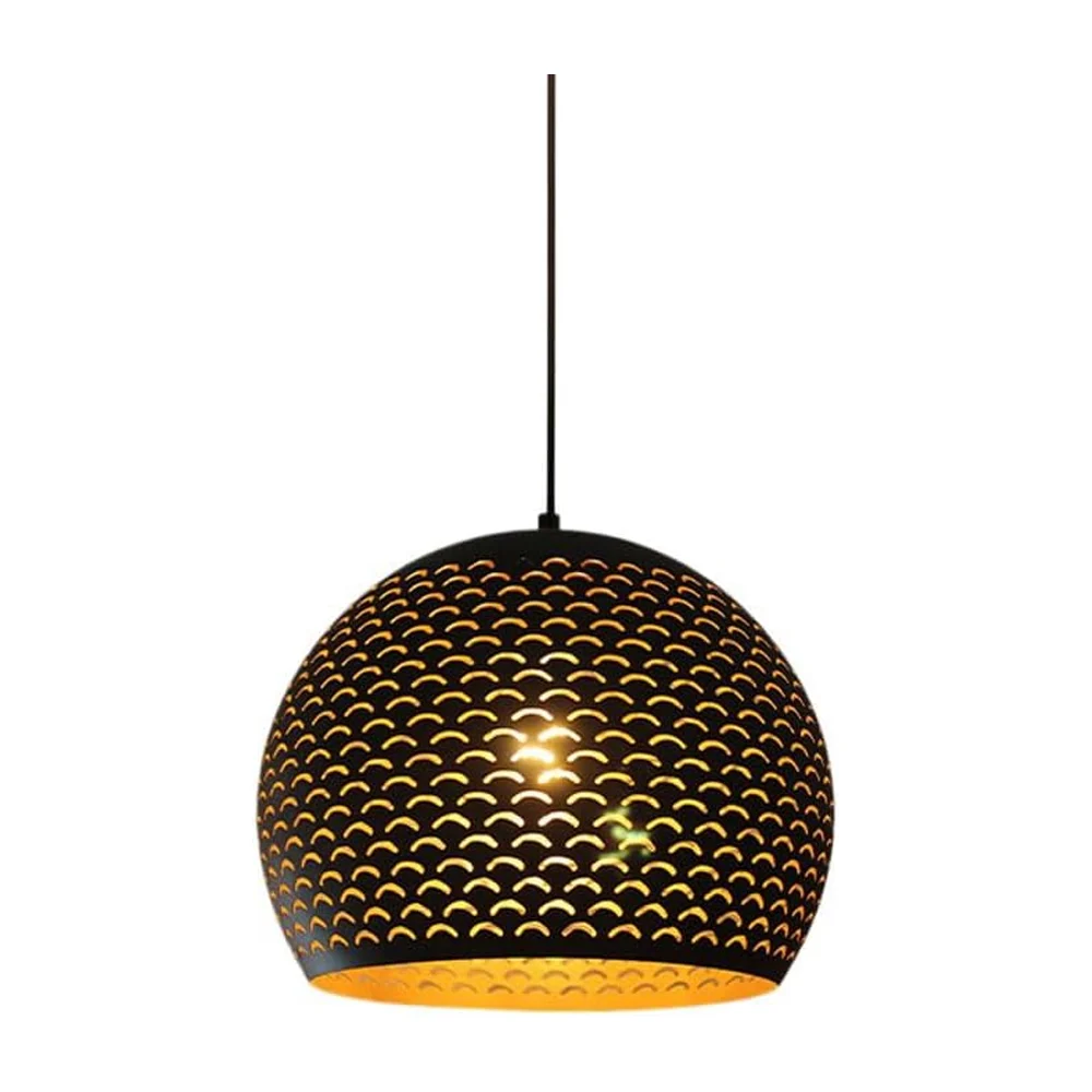 Lámpara colgante metálica wanergy con decorativo moderno de color negro con dorado y cable 1.2 metros / 602768
