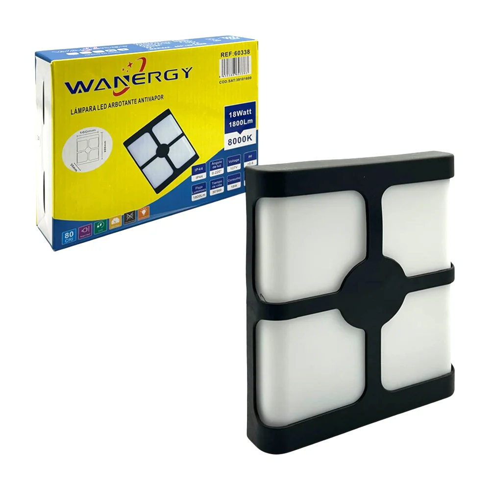 Lámpara wanergy led arbotante antivapor de 18w con resistencia ip44 / 60338