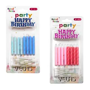 Blister de cumpleaños con 8 velas de cera, con letrero de happy birth…
