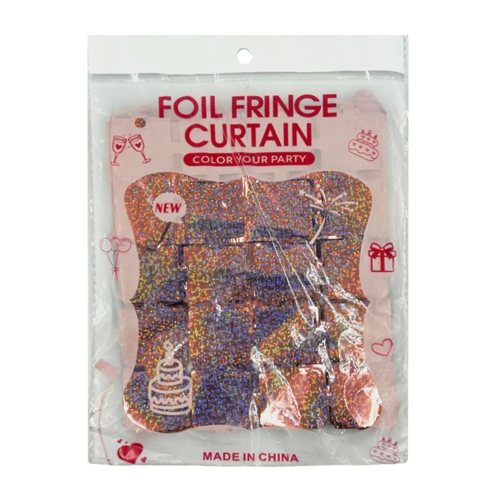 Cortina metálica con diseño de cuadros pequeños y efecto holográfico para decoración de fiesta, variedad de colores / foil fringe curtain / t-1