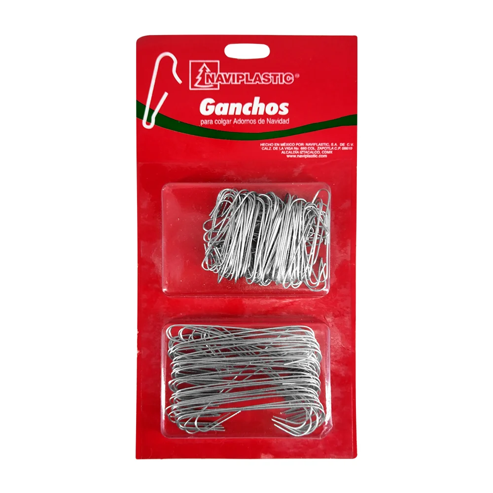 Blíster 150 ganchos para colgar adornos de navidad, variedad de tamaños / naviplastic / 4201502