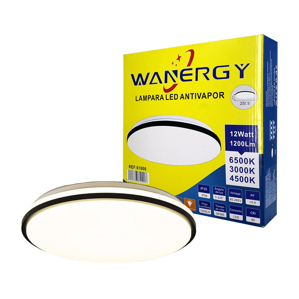 Lámpara de techo led antivapor, 25cm de largo y 12watt / 6100
