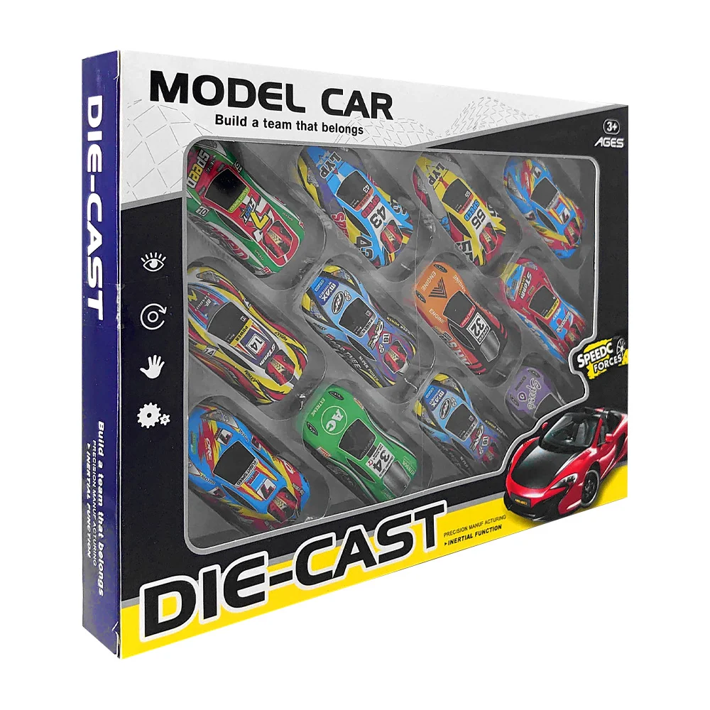 Paquete con 12 carros coches de carreras model car con función de fricción, variedad de modelos / die-cast / 612a-2