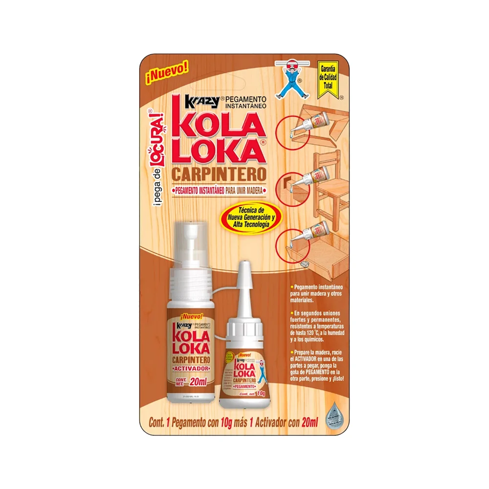 Blíster krazy kola loka para carpintero, con pegamento líquido de 10g y activador de 20ml / 24-127-mal-10-20-02-c-4