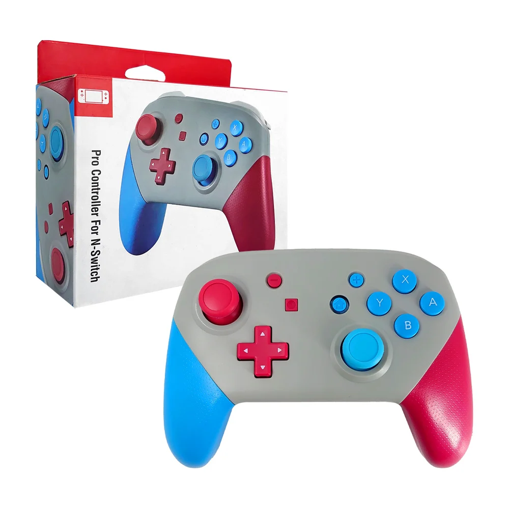Control bluetooth compatible con nintendo switch en color rojo con azul / pro controller for n-switch
