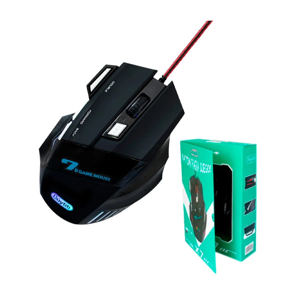Mouse gamer alámbrico 1.8m weibo con luces rgb x7 7d game, variedad de colores / 650070