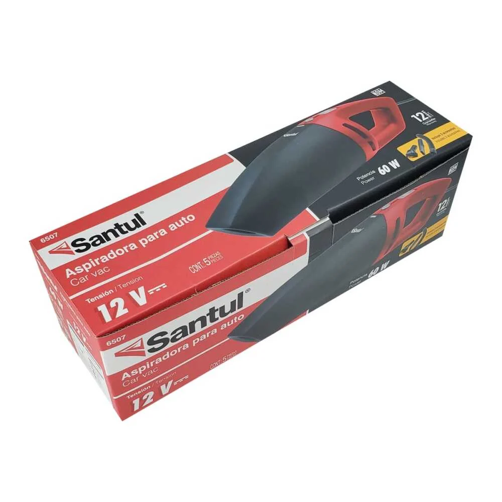 Aspiradora eléctrica manual multifuncional para automóvil con cable de alimentación y 3 accesorios para limpieza 12v y potencia de 60w / santul / 6507