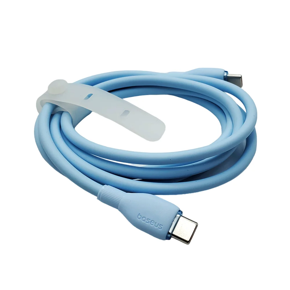 Cable doble baseus color azul de 1.2m con entrada type-c a type-c, 5a, 100w / gentle to the touch / cab003a