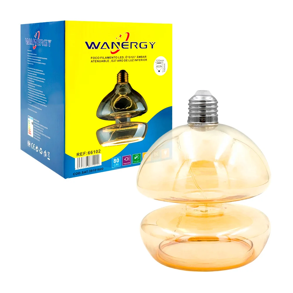 Foco - bombilla de filamento led estilo vintage en forma de hongo con aro de luz inferior, e27, 8w, protección ip20 / 66102