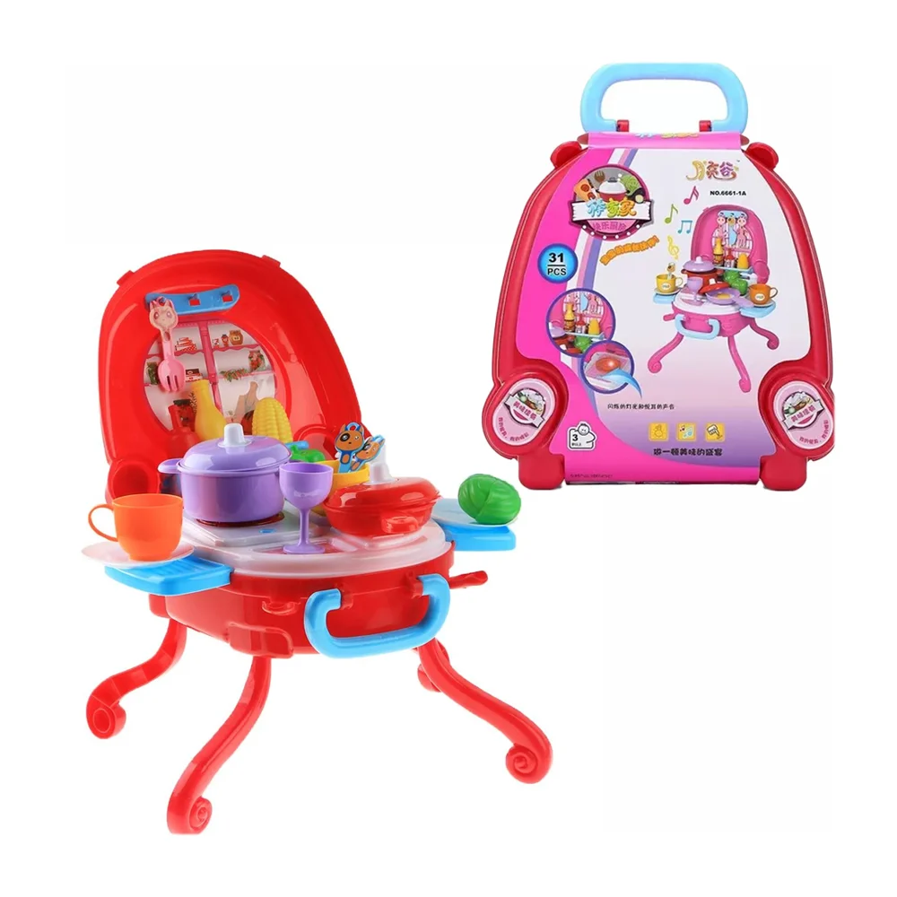 Estufa / mochila infantil de juguete con 22 accesorios de cocina / cooking senior chef