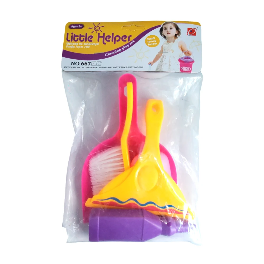 Set 5 accesorios de juguete para la limpieza del hogar, recogedor, cepillo, limpia vidrios, jabón y botella / little helper / 667-23