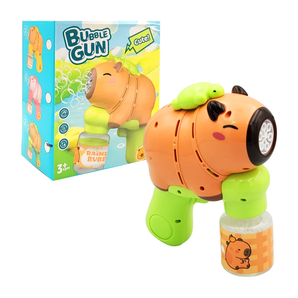 Pistola automática lanza burbujas con forma de capibara + bote de jabón, variedad de colores / bubble gun / 668-132