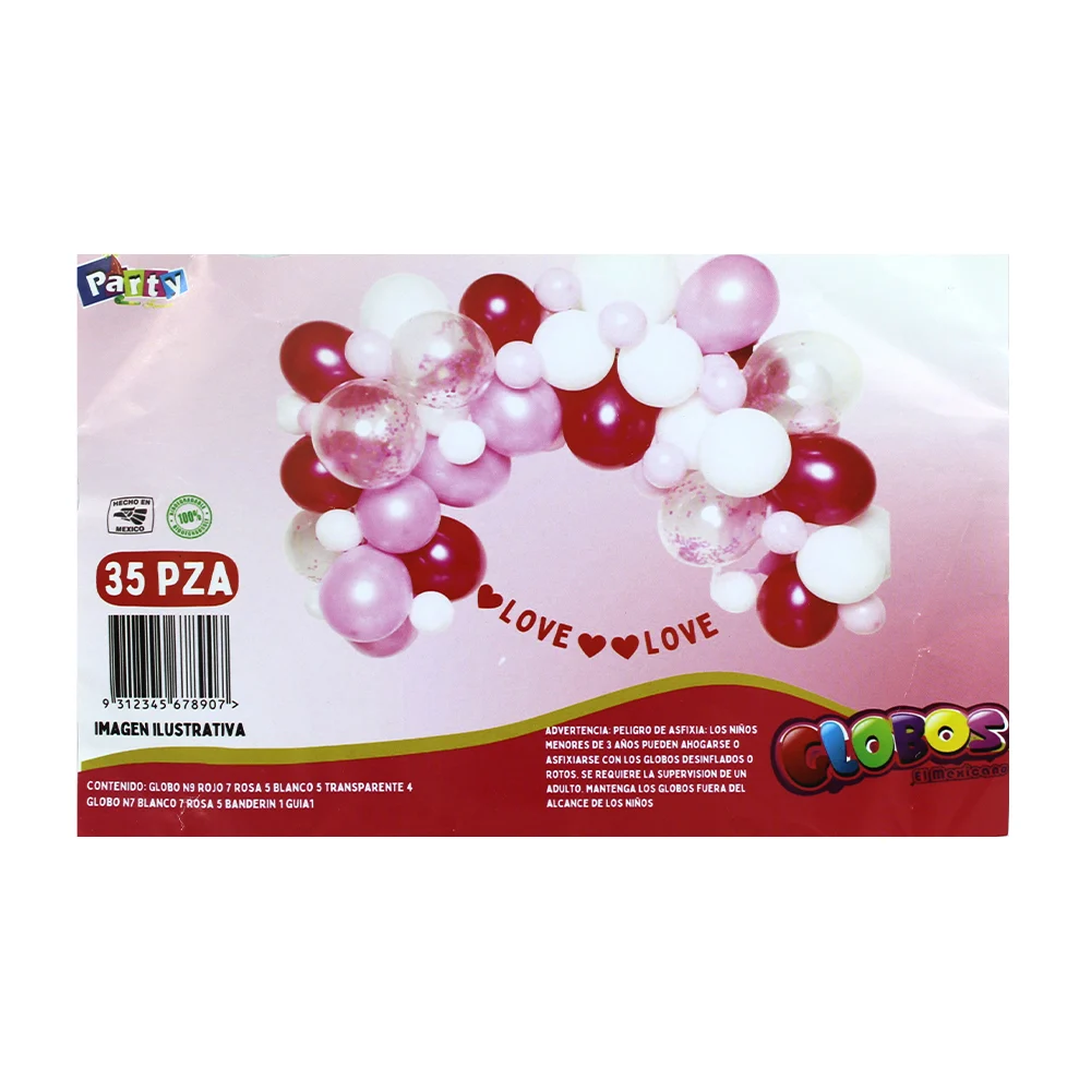 Set decorativo con 35 globos de diversos tamaños y colores + tira cadena transparente para arco, variedad de modelos