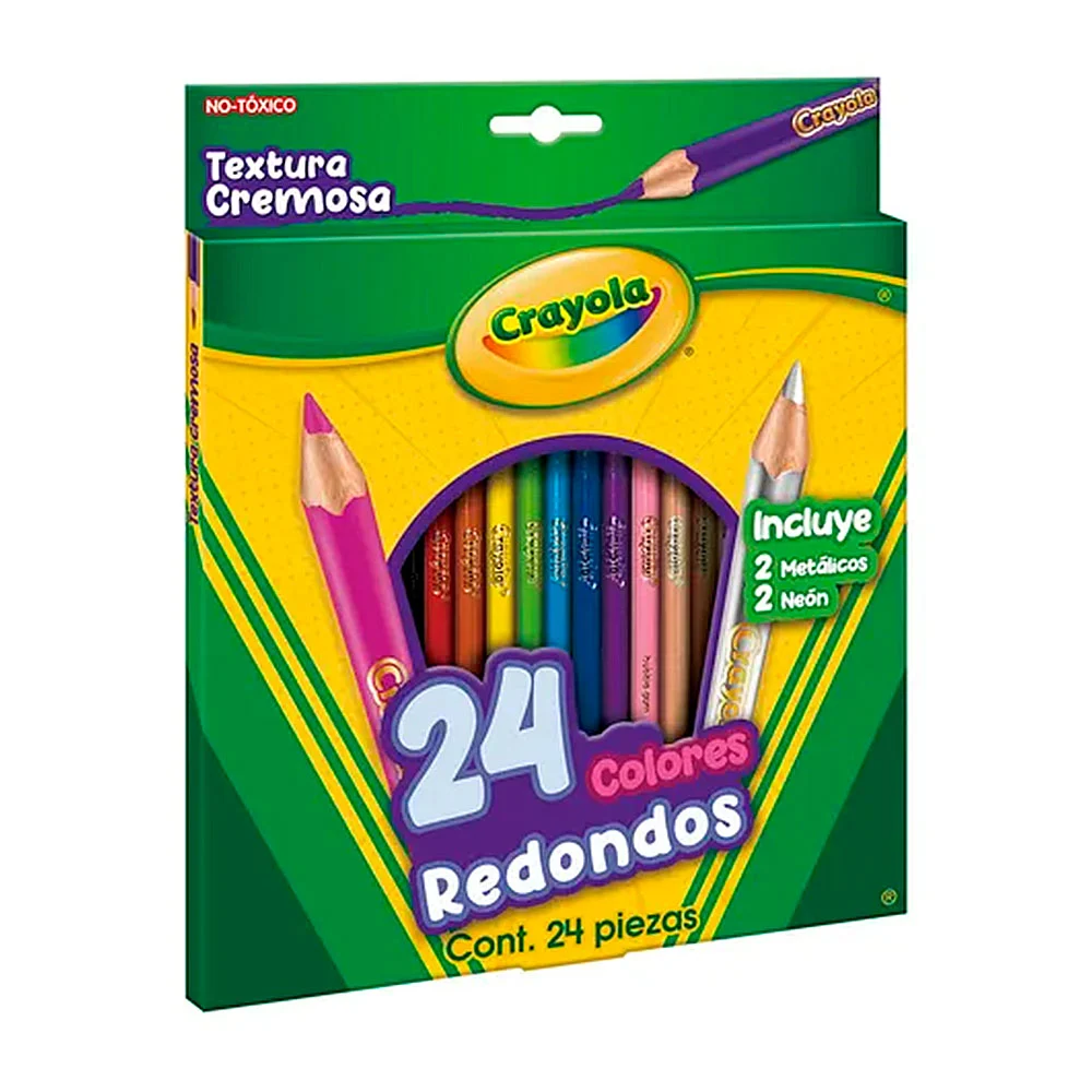 Paquete crayola con 24 colores - lápices de madera redondos, textura cremosa, delgados, largos, colores surtidos / 68-4024 / 684024m007 / crayola 24 colores redondos