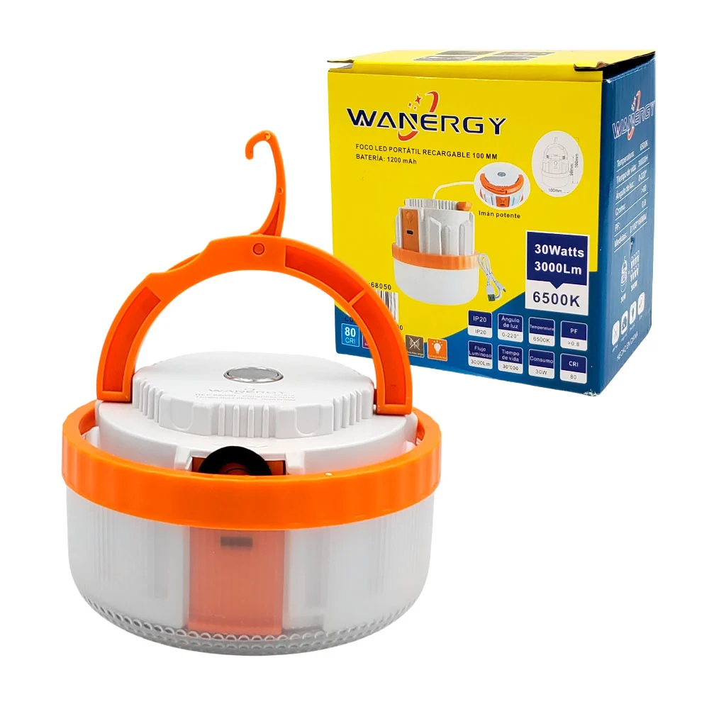 Foco led de emergencia wanergy, portátil y recargable, con gancho para colgar / 68050